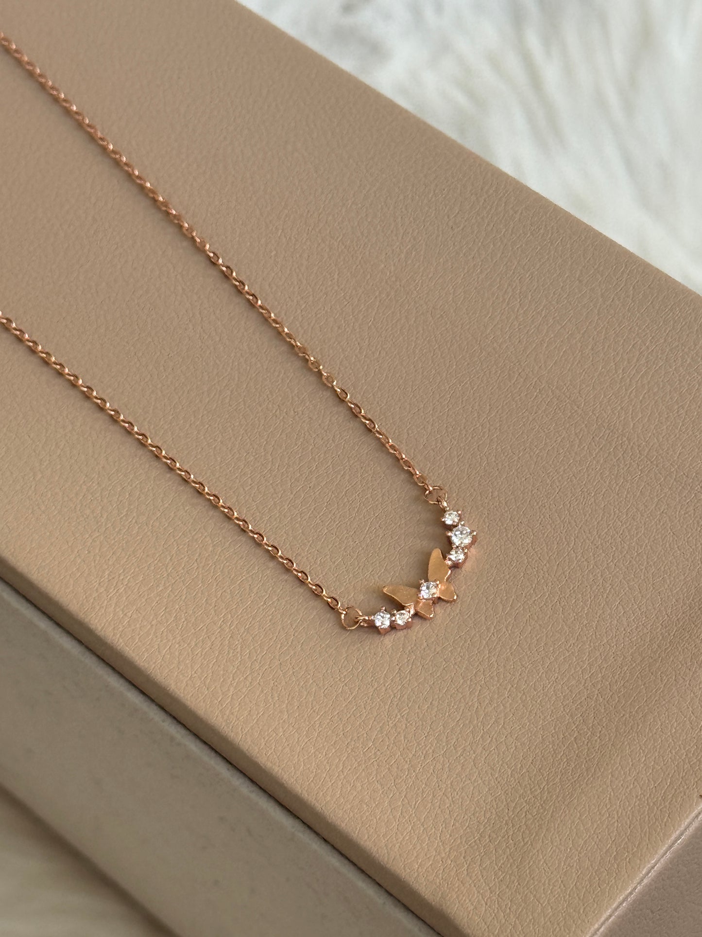 Mini Butterfly Rose Gold Necklace
