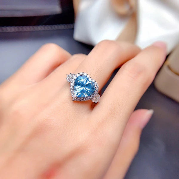 Blue Big Love Adjustable Ring