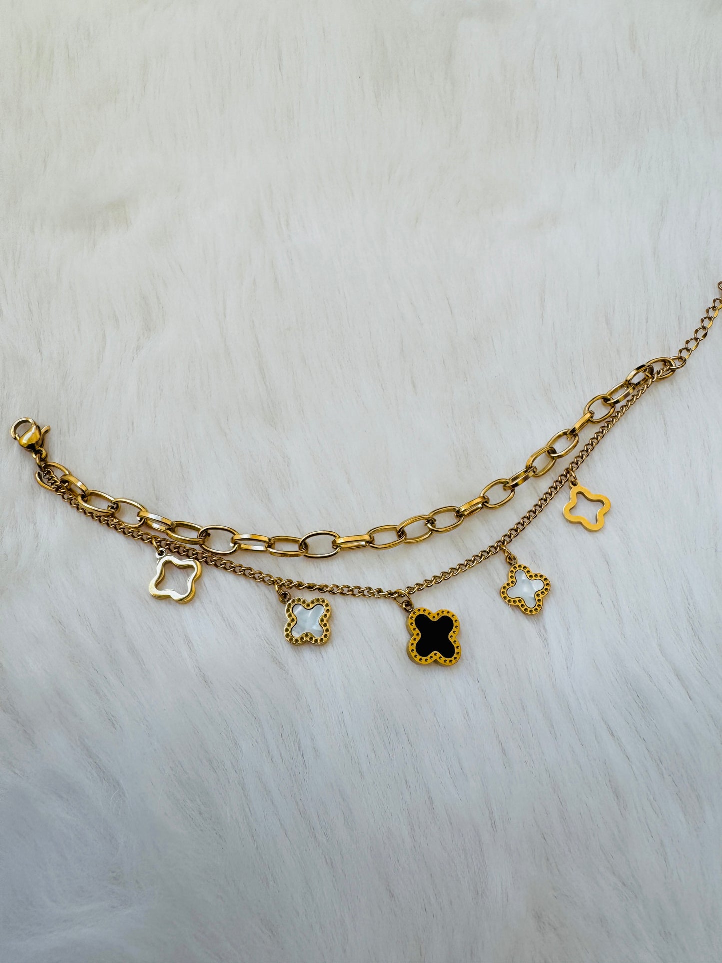 Golden/Silver Clover Bracelet