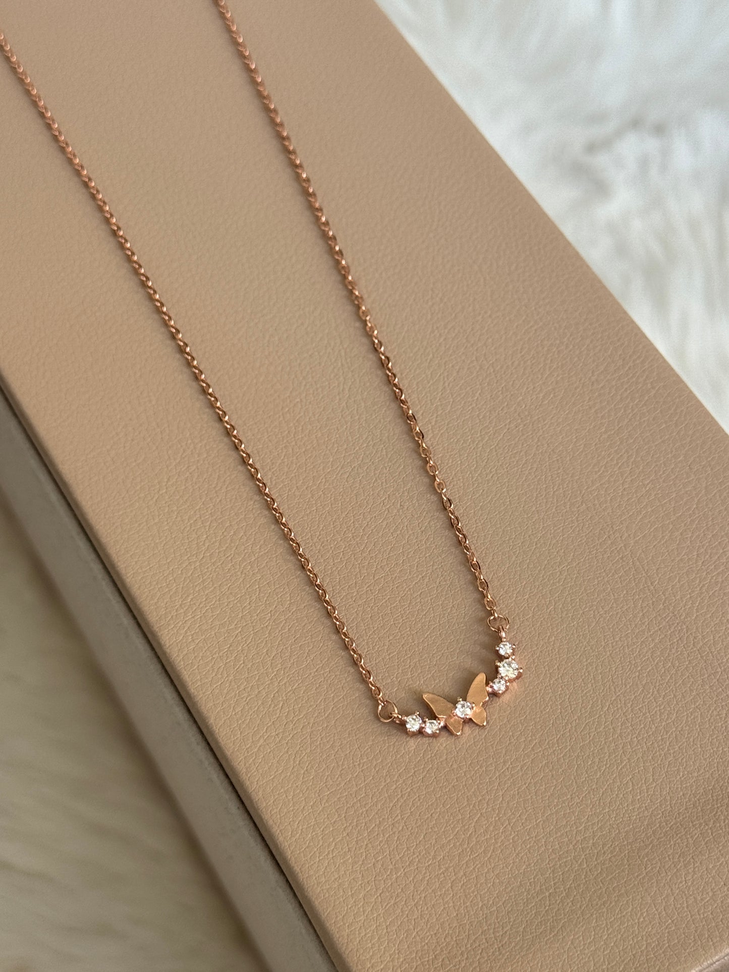Mini Butterfly Rose Gold Necklace