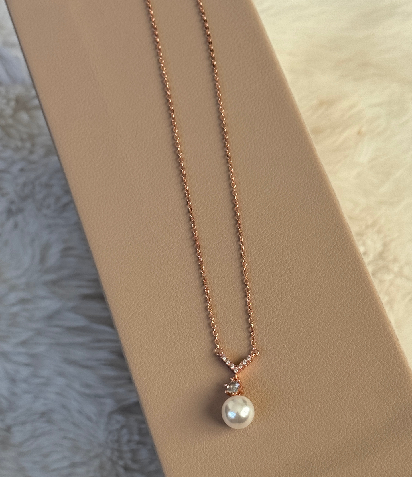 Pearl Tipped Rose Gold necklace