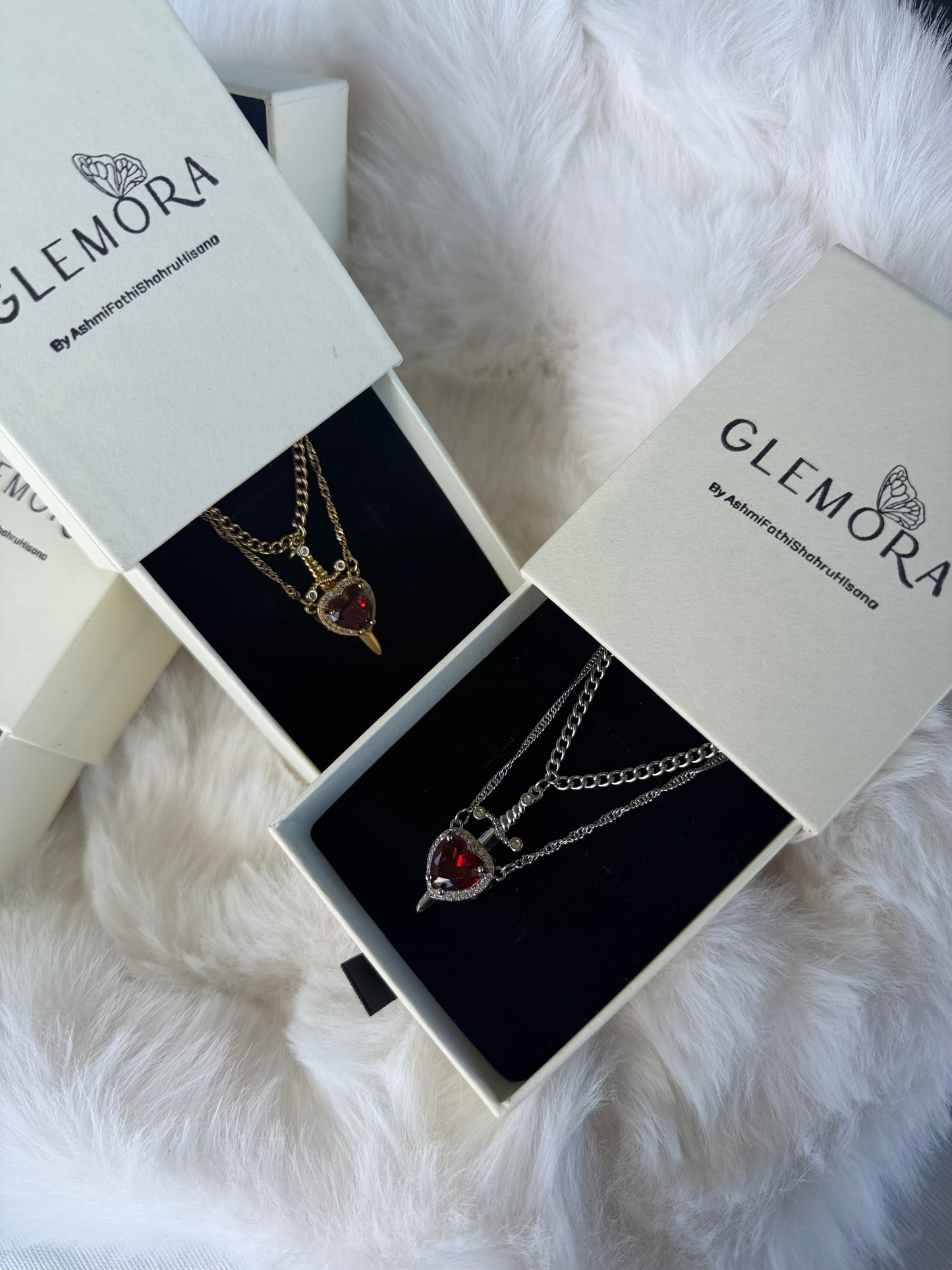 Couple heart and sword Necklace set