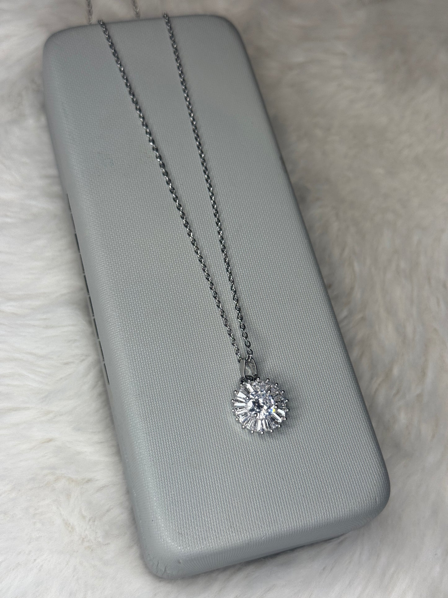 Round Stone Silver Necklace