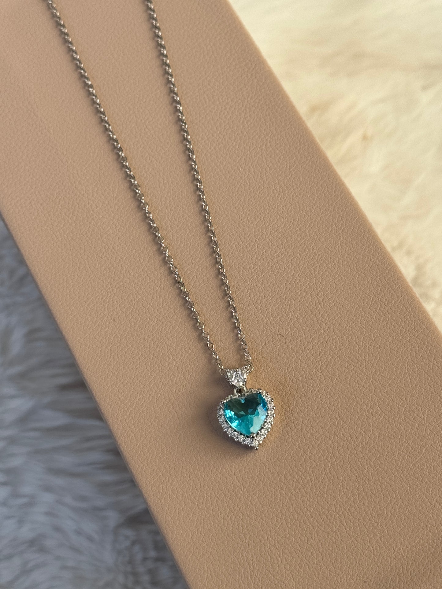 Blue Heart Gem Silver Necklace