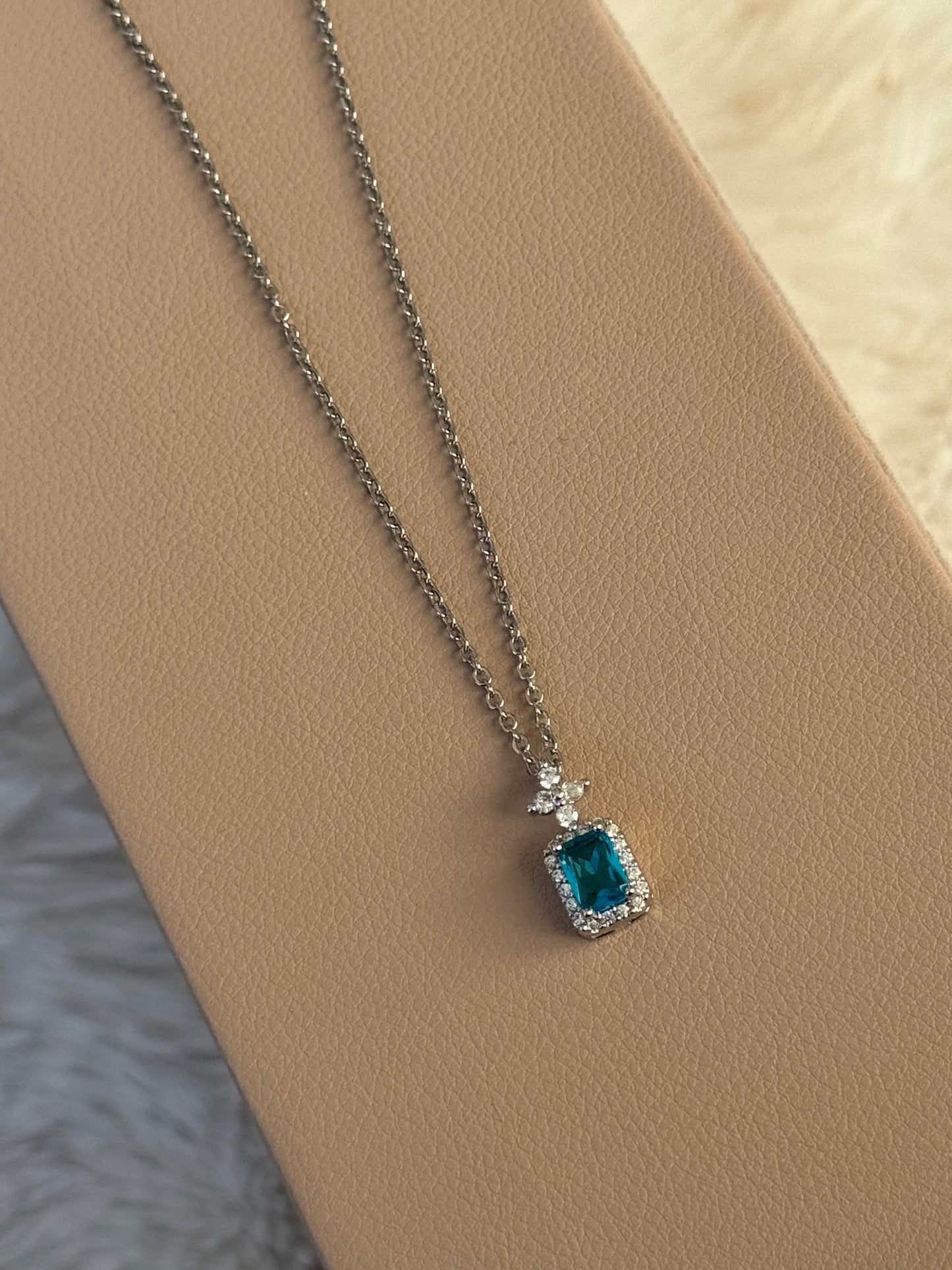 Blue Stone Sparkler Silver Necklace