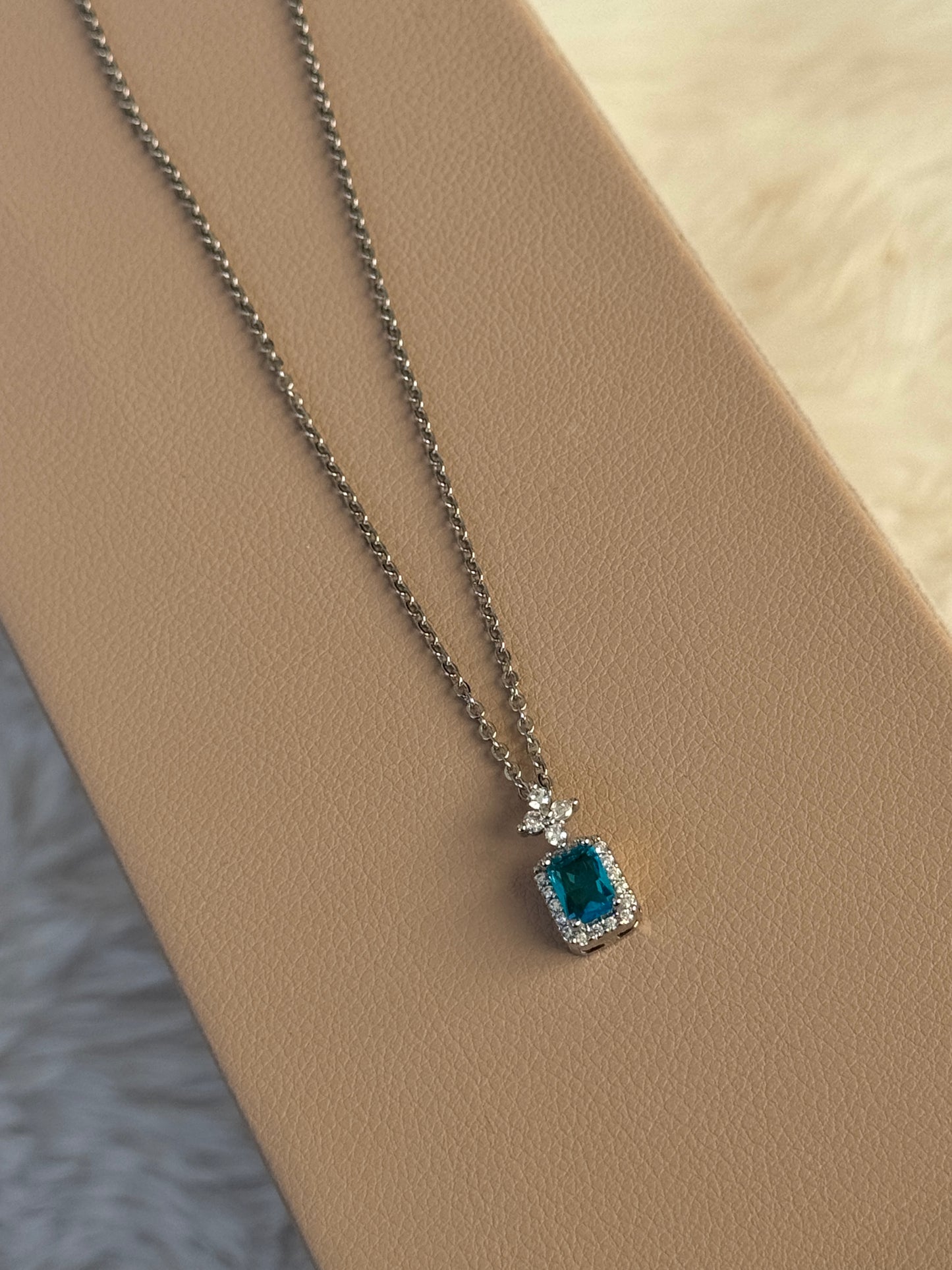 Blue Stone Sparkler Silver Necklace