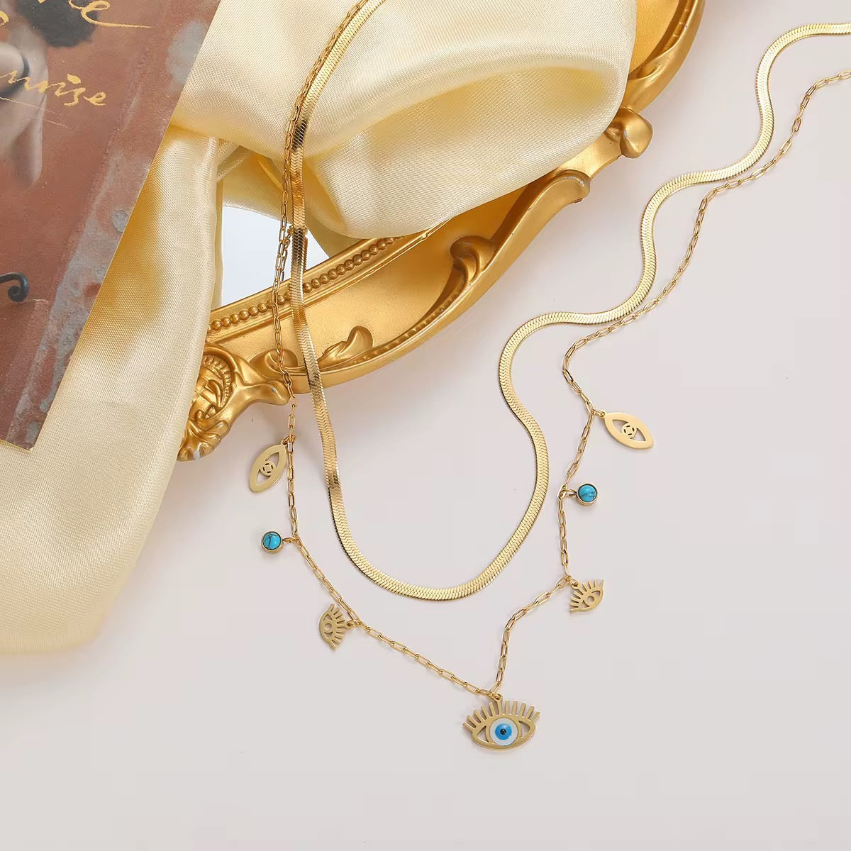 Double layer Evil eye Necklace