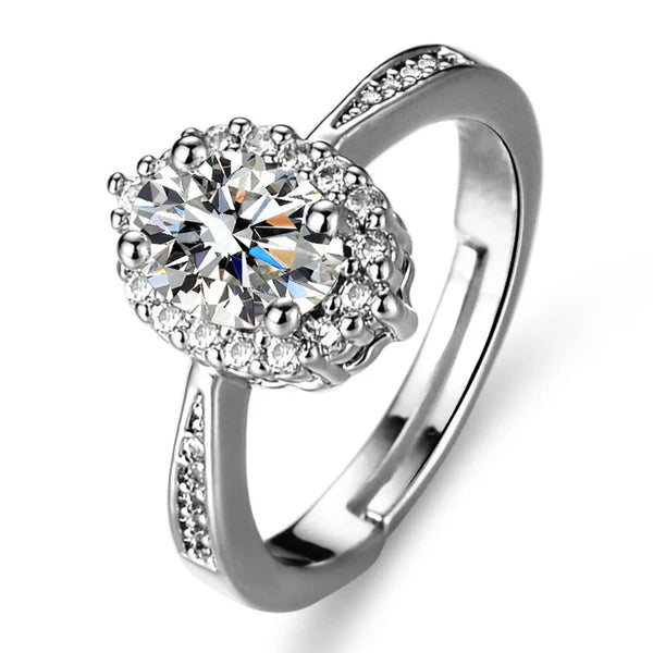 White Oval Mirage Adjustable Ring